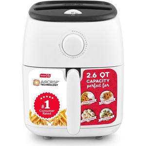 image:imageDash TastiCrisp Air Fryer  AirCrisp Technology  Compact Design with Adjustable Temperature Control  Nonstick Fry Basket amp Auto ShutOff Feature  26 Quarts  BlackWhite