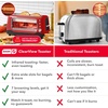 image:imageDash Clear View Toaster 105 Long Slot 2 Slice Toaster with SeeThrough Glass Window 7 Browning Levels Bagel Defrost amp Reheat Functions Removable Glass Panel Crumb Tray  WhiteRed