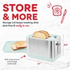 image:imageDash SmartStore 2Slice Toaster  FiveBrowning Levels ExtraWide Slots amp Compact Size  Included Storage Lid  1Touch Bagel amp 15Second Functions  AquaAqua