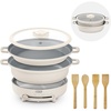 image:imageDash Stacks Stacking Cookware Set with Electric Burner  Features CleanCoating Ceramic Nonstick Coating  Versatile Nestable Pieces  Convenient Storage  Cream 8PieceCream