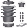 image:imageDash Stacks Stacking Cookware Set with Electric Burner  Features CleanCoating Ceramic Nonstick Coating  Versatile Nestable Pieces  Convenient Storage  Cream 8PieceForged Iron