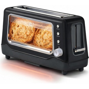 image:imageDash Clear View Toaster 105 Long Slot 2 Slice Toaster with SeeThrough Glass Window 7 Browning Levels Bagel Defrost amp Reheat Functions Removable Glass Panel Crumb Tray  WhiteBlack