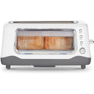 image:imageDash Clear View Toaster 105 Long Slot 2 Slice Toaster with SeeThrough Glass Window 7 Browning Levels Bagel Defrost amp Reheat Functions Removable Glass Panel Crumb Tray  WhiteWhite