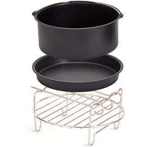 image:imageDash Compact Air Fryer Accessories  MultiPurpose PTFE Nonstick Accessories Kit  EasytoClean amp SpaceSaving Design  Includes Pizza Pan Baking Dish Skewers amp Cooking RackBlack  silver