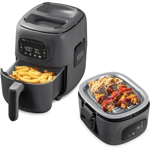image:imageDash Flip amp Fry Digital 2in1 Grill amp Air Fryer  Has AirCrisp Technology  Digital Touchscreen Ceramic Nonstick Grill Plate amp Special Dehydrate Function  3 Quarts  Forged IronForged Iron