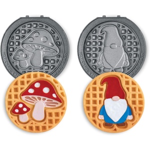 image:imageDash MultiMaker Mini System Removable Plate Set  Ceramic Nonstick Replacement Plates for FunShaped Waffle Breakfast  Waffle Maker Not Included  4Inch  TwoPack  PeanutsMushroom  Gnome