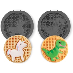 image:imageDash MultiMaker Mini System Removable Plate Set  Ceramic Nonstick Replacement Plates for FunShaped Waffle Breakfast  Waffle Maker Not Included  4Inch  TwoPack  PeanutsUnicorn  Dinosaur