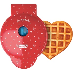 image:imageDash Mini Waffle Maker Electric Waffle Maker for Fun Breakfasts  Dual Nonstick Cooking Surface  Enjoy Fun FamilyFriendly Treats  Red Love HeartHEART PRINT