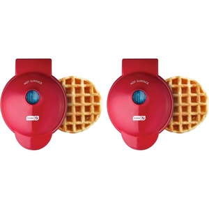 image:imageDash Mini Waffle Maker Waffle Maker for Breakfast amp Snacks  Compact amp EasytoClean  nonstick surfaces  Fun amp Portable Kitchen Essential  Black  2PackRED 2 Pack