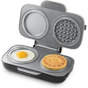 image:imageDash MultiMaker Family Mini Maker System  Dual Ceramic Nonstick Cooking Surfaces  BuiltIn Cord Wrap  Makes 4Inch Waffles  Aqua 8 PlatesCream Maker  6 Plates