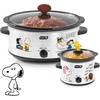 image:imageDash Peanuts Slow Cooker Set 2 Pack Electric Slow Cookers 7QT  2QT Snoopy Football Design HighLowWarm Removable Stoneware Pots Glass Lids