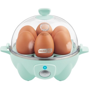 image:imageDash Rapid Egg Cooker 7 Hard Boiled Eggs with Cutter amp Tongs WhiteAqua 7 Egg